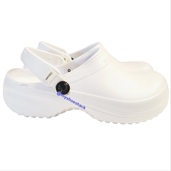 #236 New Nothinz Women's White Clogs Sandals Water Shoes Size 7 7L Closed Toe - Picture 5 of 7